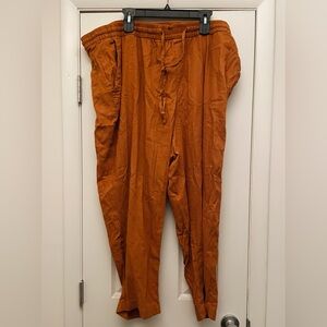 Burnt Orange Wide Legged Linen Blend Pants